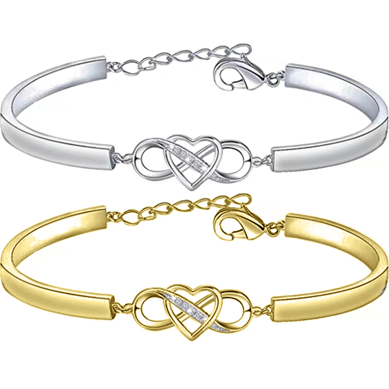 Infinity Heart Bracelet Bangle Crystal Love Forever Symbol Charm Bracelets - Jewelry & Watches