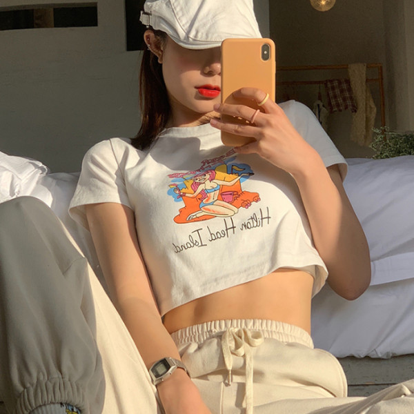 Short Half Sleeved Top White Butterfly Short Sleeved T Shirt - Shop at LoveMi