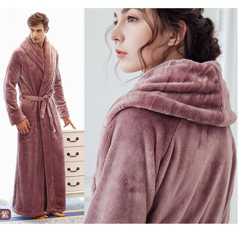 Title 5, Thick Coral Flannel Plus Size Bathrobe Men