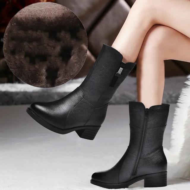 Thick Heel And Velvet Warm Cotton Boots Riding Boots Thick Pile 39 - Shop at LoveMi