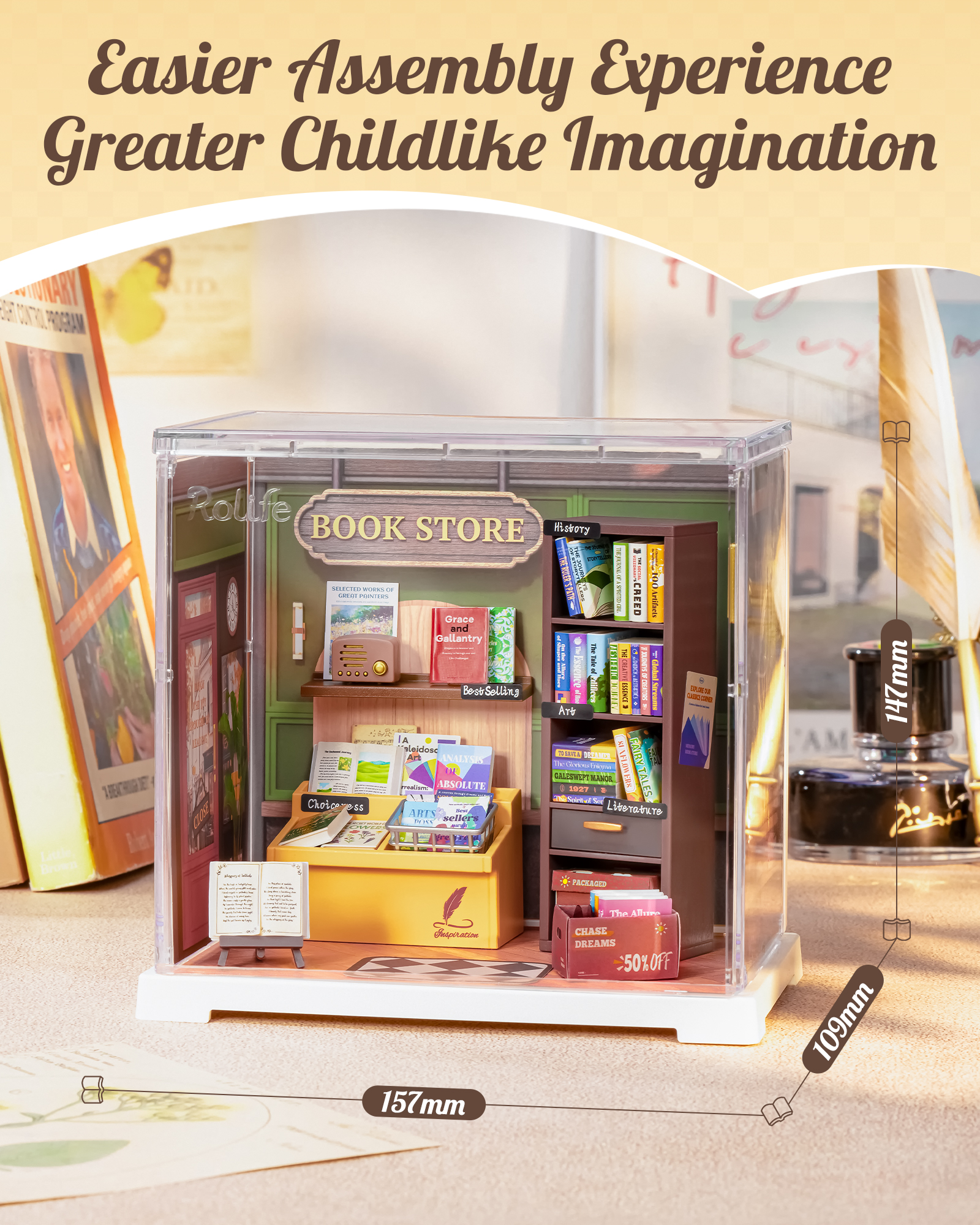 Rolife Super Creative DIY Plastic Mini House Set - 3D Puzzle With Dust Cover, Compatible With Mini Figures, Multiple Themes Available, Home Decor, Teen And Adult Gift