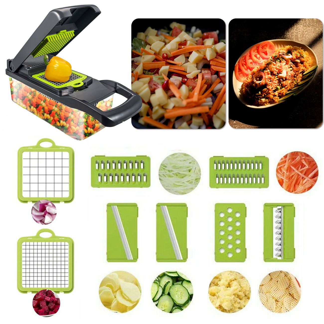 15-In-1 Vegetable Fruit Chopper Cutter Food Onion Photato