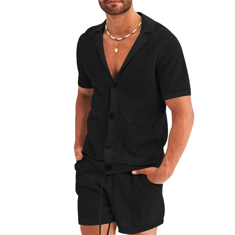 Title 4, Mens Fashion Casual Hollow Short-sleeved Short...