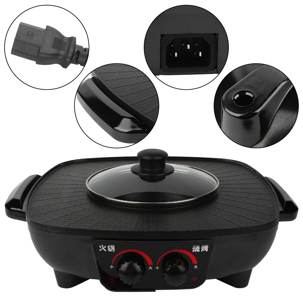 2 In 1 Electric Pot BBQ Grill, Non-Stick Smokeless Frying Pan With Adjustable — image 2