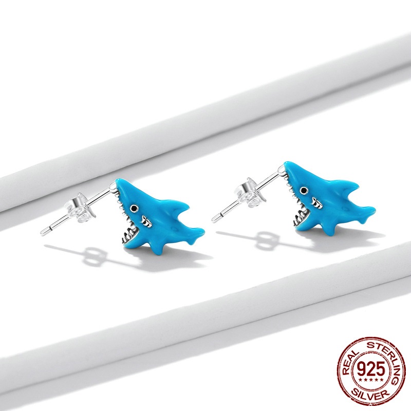 Title 1, Fashion Little Shark Sterling Silver S925 Stud ...