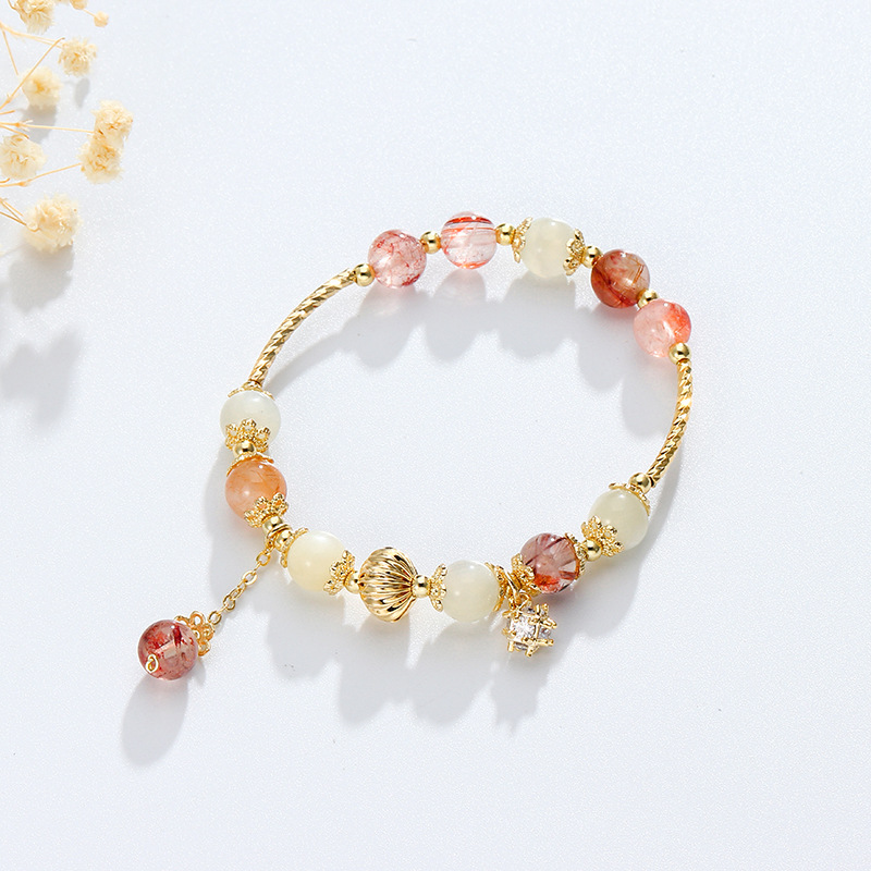 Niche Design Zircon Pendant Bracelet Natural Crystal Bracelet