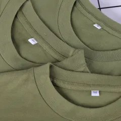 Solid Colour Cotton Men's And Women's Short-sleeved T-shirts - Matcha Green - View 1