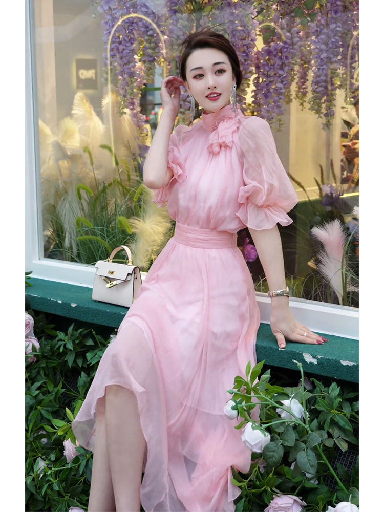 Waistband Gentle Fairy Exquisite French Long Dress