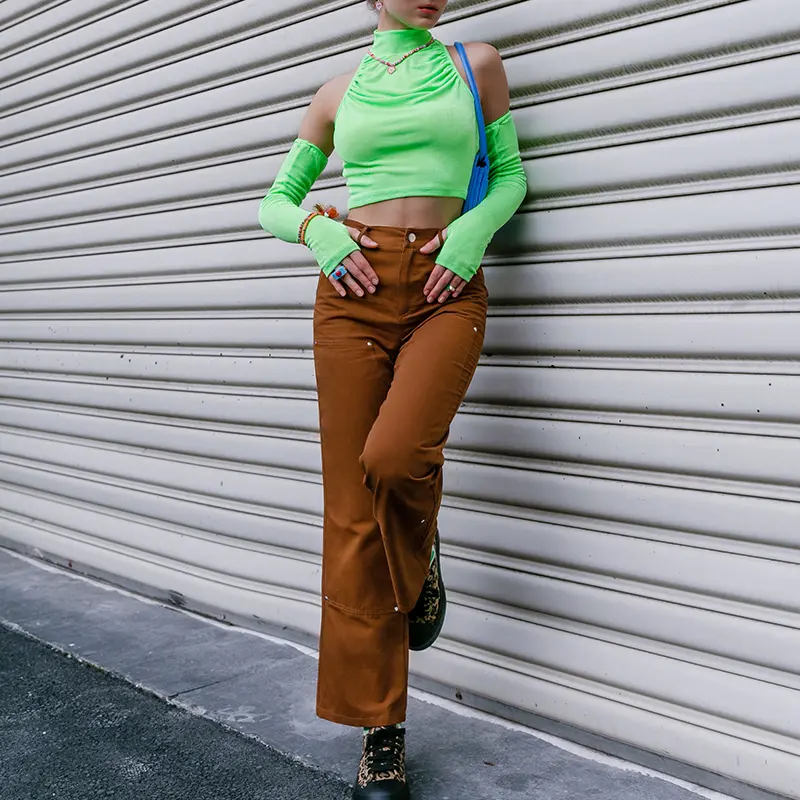 Slim Straight High Waist Slim Trousers Casual Pants