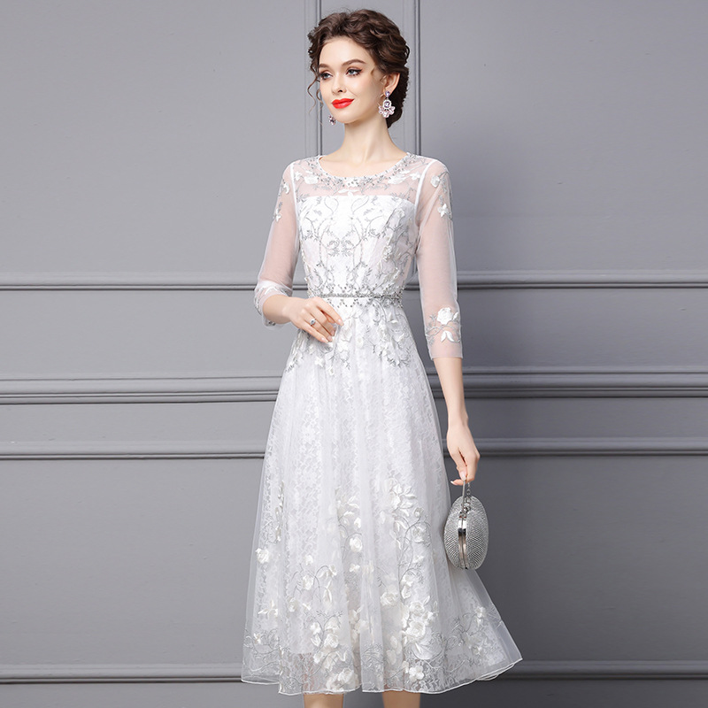 Women's Embroidered Beaded Long Dress — image 1