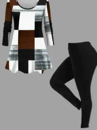Women's 2 Suits, Printed Cardigan Jacket With Solid Color Casual Pants Vest Everyday Suit - Style2