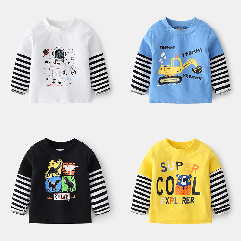 ملابس أطفال قطنية بياقة دائرية بدون غطاء رأس - تصميم كاجوال لطيف