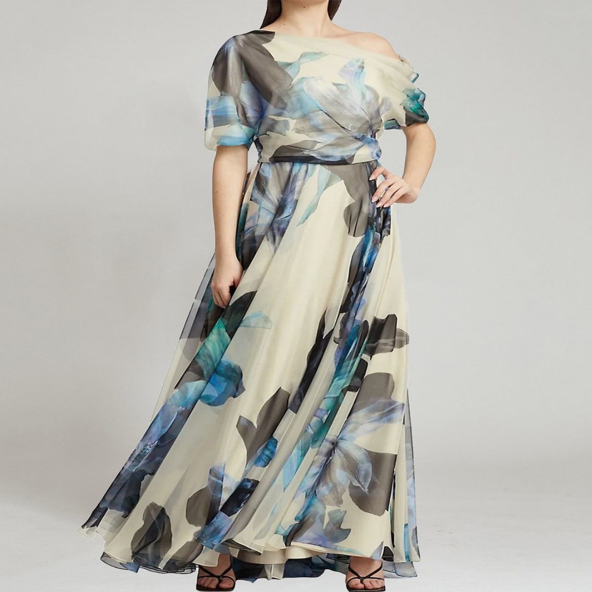 Vacation Style Lace-up Lolita Wide Hem Printed Dress