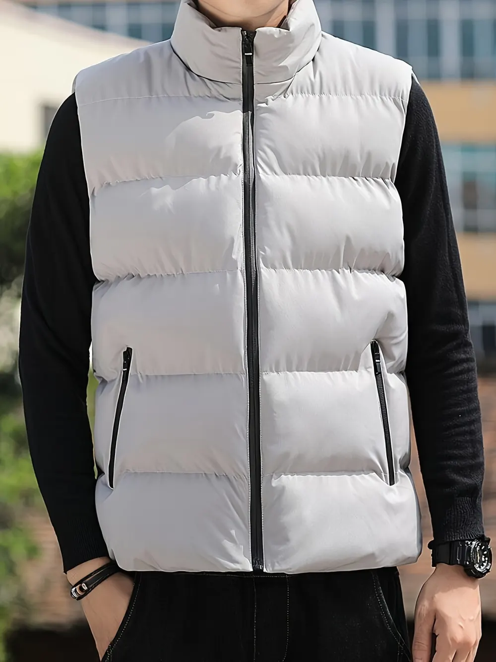 Men's Stand-up Collar Shoulder Sleeveless Vest
