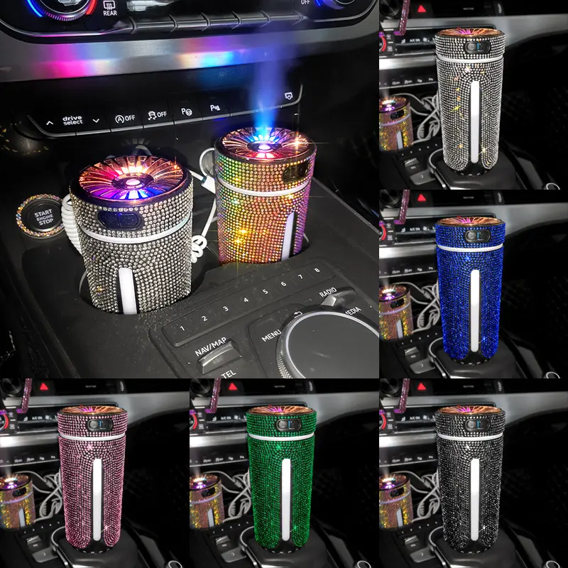 Luxury Diamond Car Humidifier LED Light Car Diffuser Auto