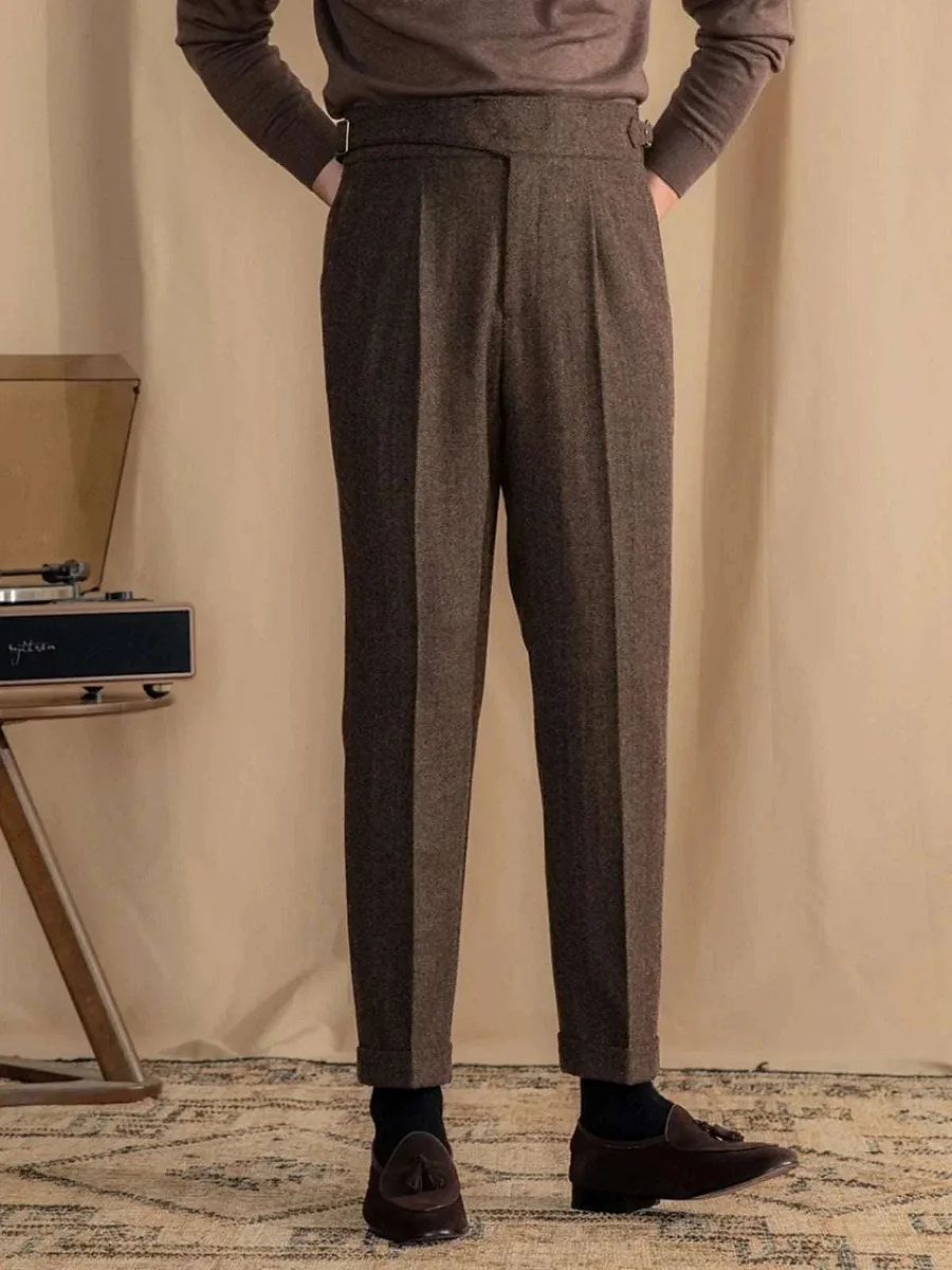 Antonios Vintage Wool Herringbone Pants