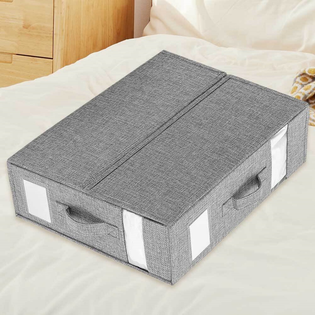 2xFoldable Bed Sheet Set Organizer Fabric Storage Bin Blanket Bedding Container