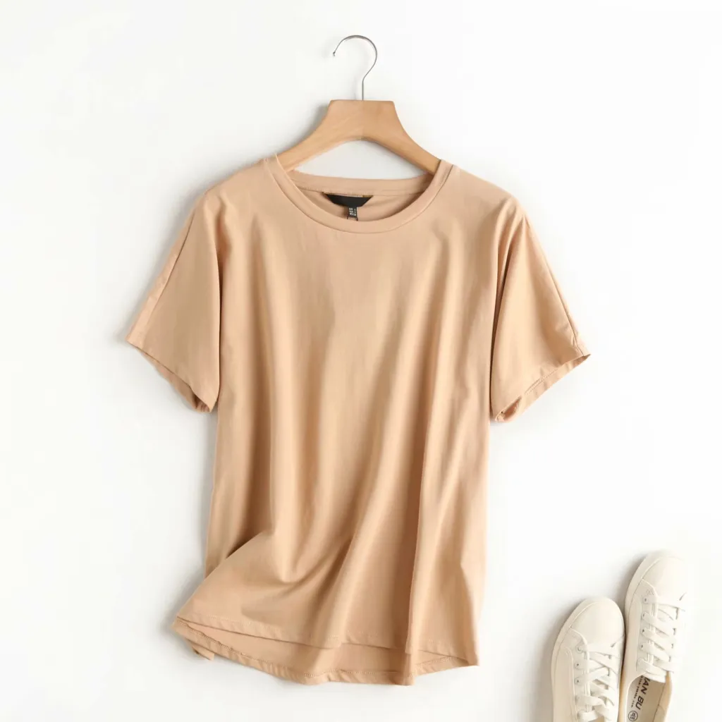 European And American Style Basic 4-color All-match Cotton Casual Loose Short-sleeved T-shirt - Khaki