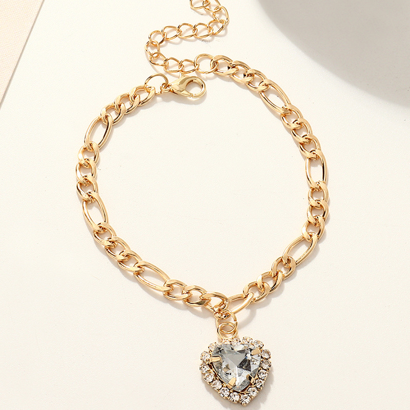 Simple Full Diamond Love Zircon Bracelet Personality Creative Peach Heart Bracelet