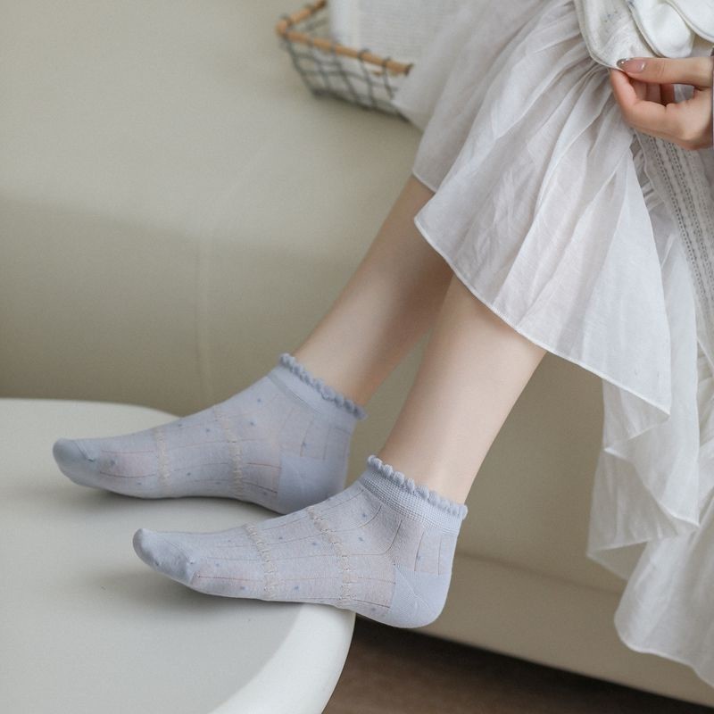 Summer Thin Versatile Spring Summer Girl Blue Japanese Socks Children's Thin Hollow Out... thumbnail 4