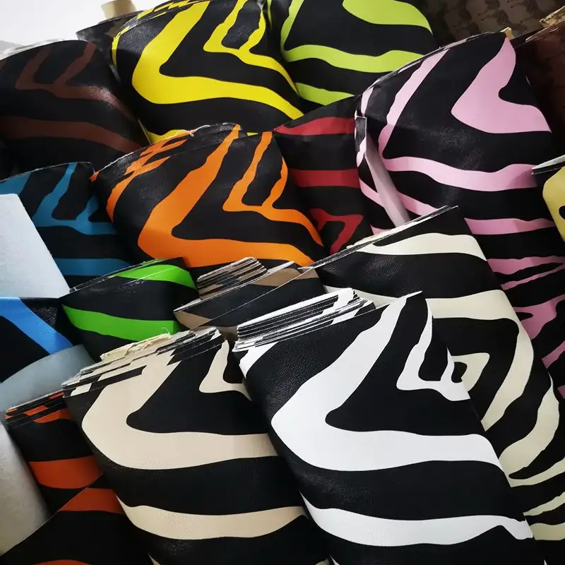 Rat Hair Big Zebra Print Leather Fabric