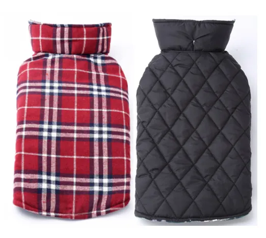 Tartan dog clothes a waterproof dog suit jacket coat outdoor goods Red Check - Shop at LoveMi