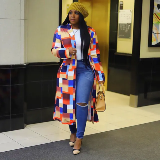 Spring African Women Long Sleeve Printing Plus Sie Long Shirt Dress S 5XL Colourful 3Xl - Shop at LoveMi