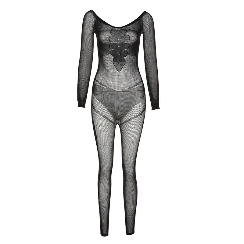 Women's Mesh See-through One-neck Hollow Jumpsuit - Image 4