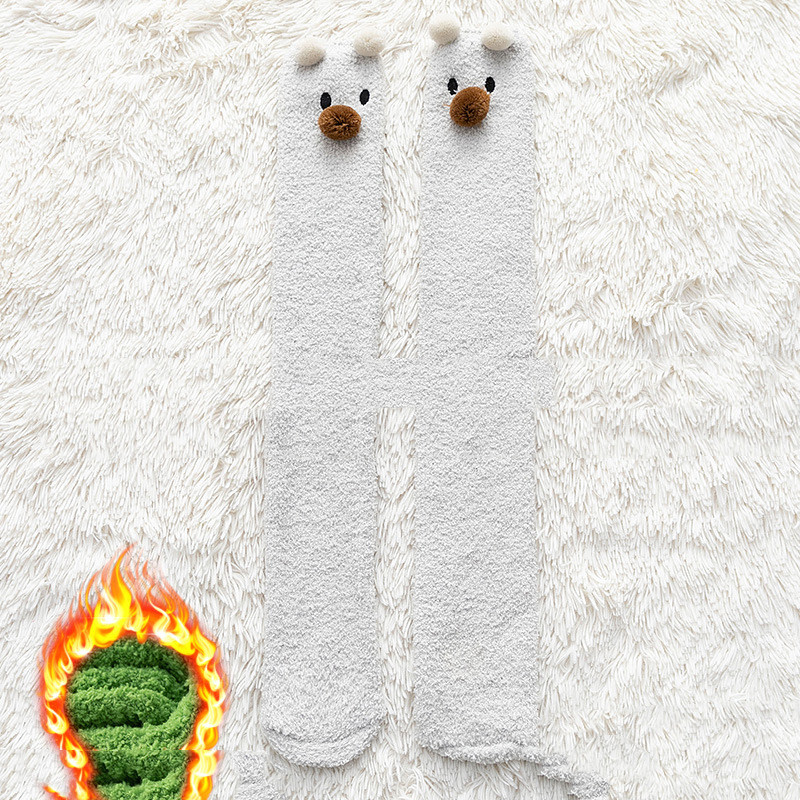 Coral Velvet Calf Socks Female Cartoon Lovely