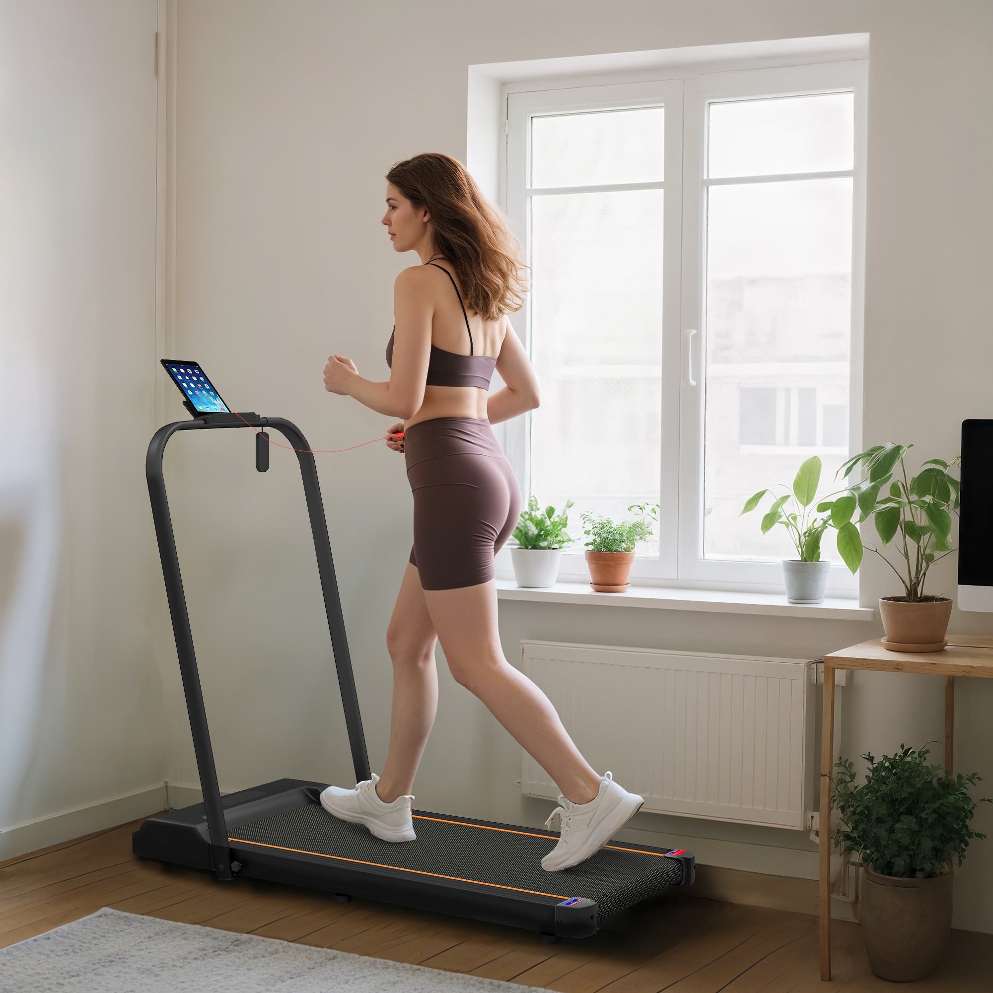 Orange-2.5-horsepower Walking Mat,1-6 Kilometers Per Hour Folding Treadmill — image 9