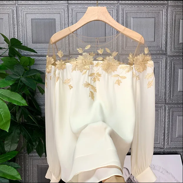 Ladies Long Sleeve Top Elegant Top White Black Retro White - Shop at LoveMi