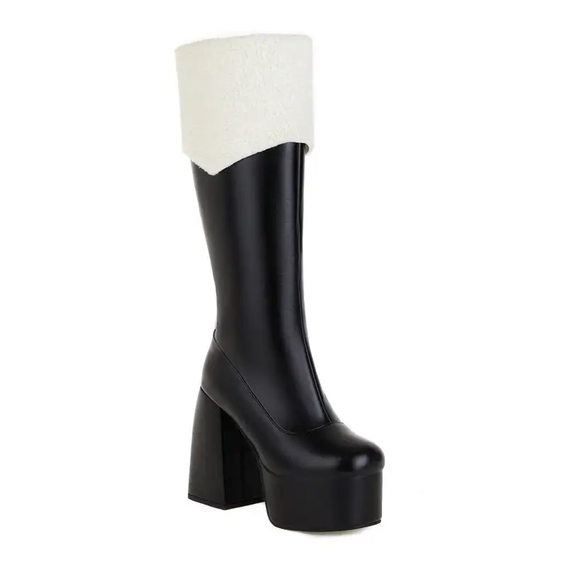 But Knee Boots Side Zip Fur Women's High