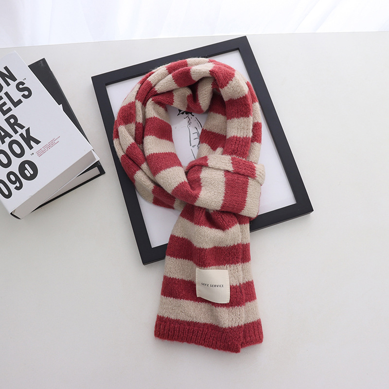 Women's Fashion Monochrome Striped Thermal Shawl Scarf