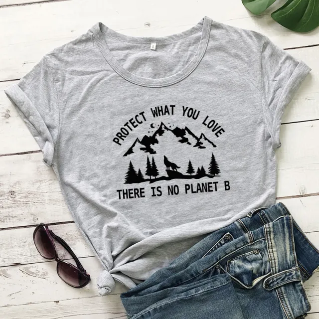 T Shirt Fashion Female Pattern Vegetarian Ecology Grey - Shop at LoveMi