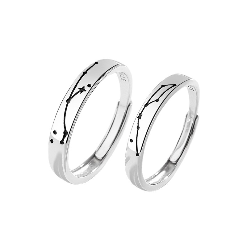 S925 Sterling Silver Big Dipper Couple Ring