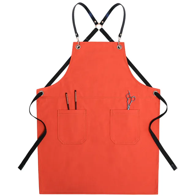 Apron Print Denim Kitchen Cooking Overalls Orange - Shop at LoveMi