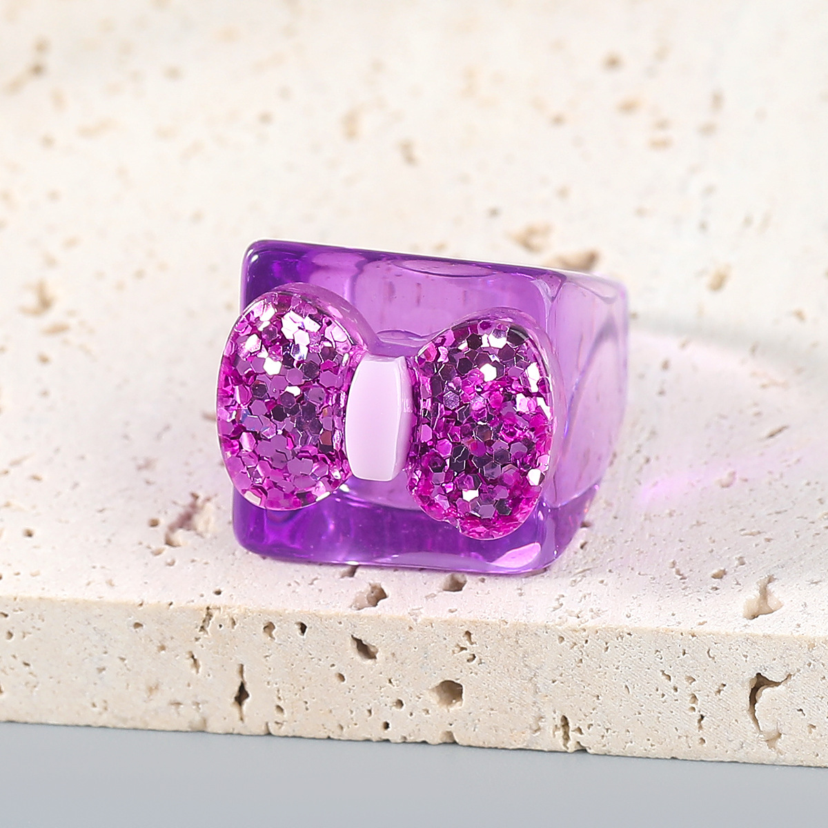 Fashion Candy Color Resin Bow Ring