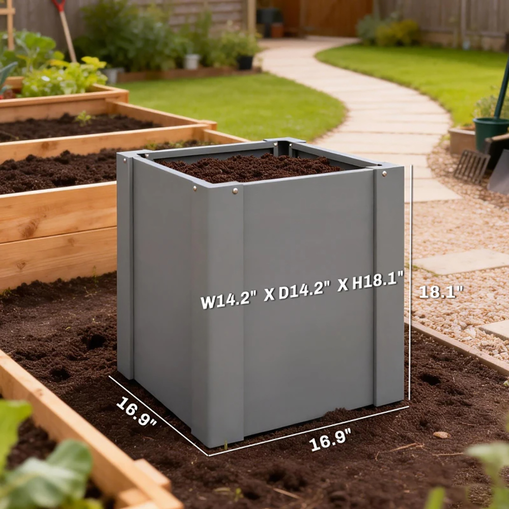 Raised Garden Bed Galvanized Planter Box Outdoor Open-Bottom Design With Gloves For Gardening Vegetables, Flower 8