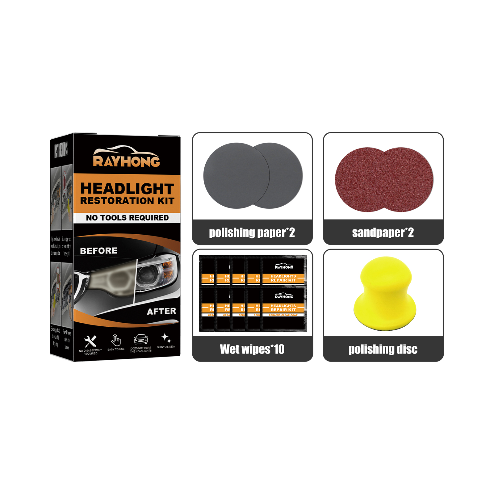 Kit di Riparazione Verniciatura Auto Rayhong Ceramico, Lucidatura Luminaria Auto, Nuova Luce Luminare Cristallizzata