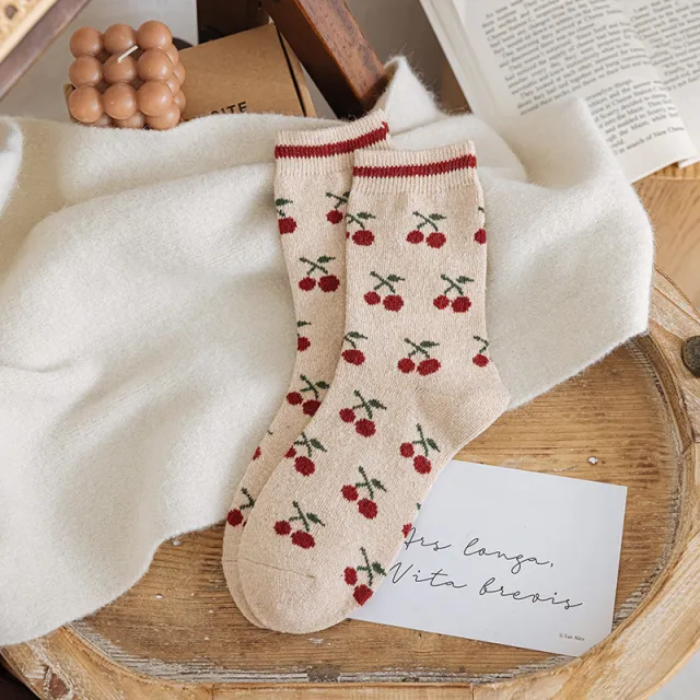 Printing Keep Warm Winter Women Socks Cherry - Shop at LoveMi