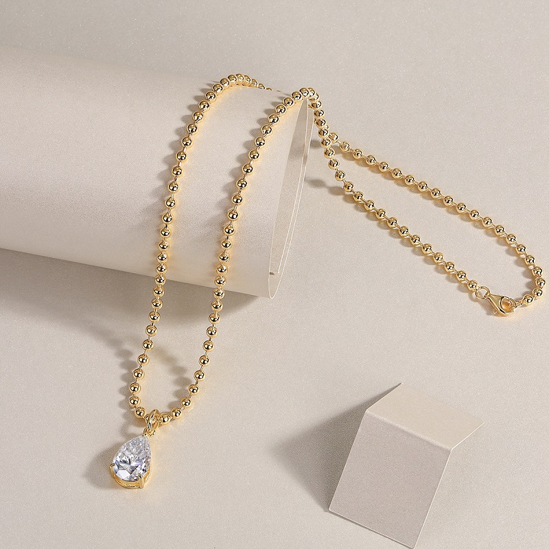 Elegant large moissanite pendant necklace in gift box packaging