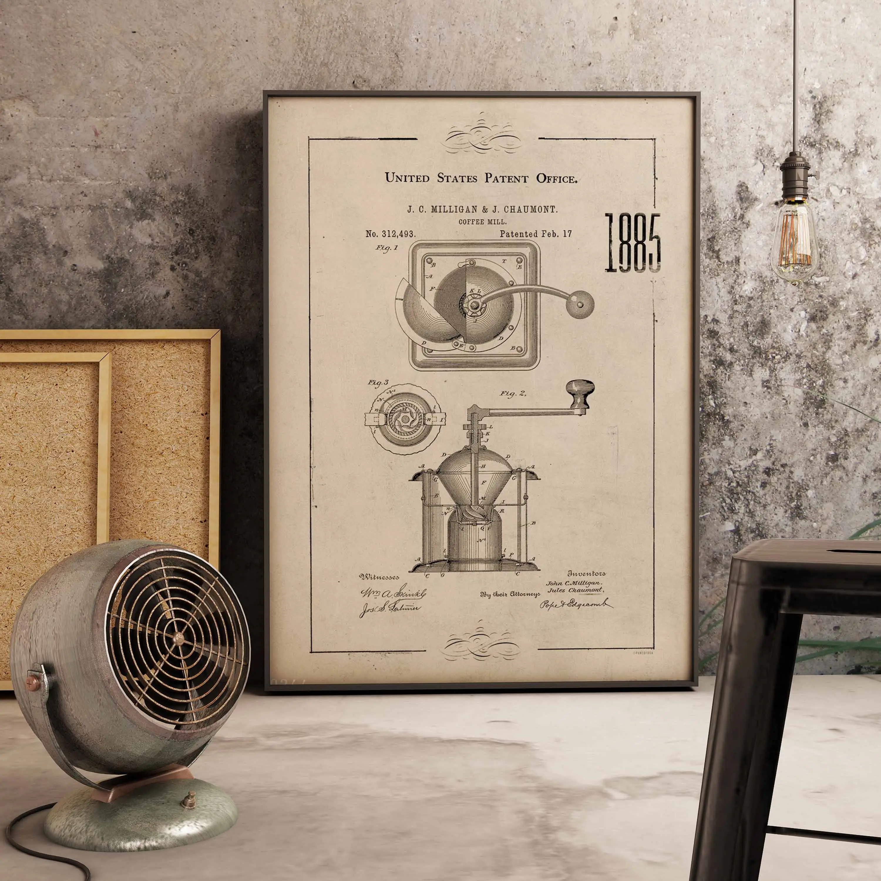 Vintage Industrial Mechanical Drawings Wall Decoration Canvas
