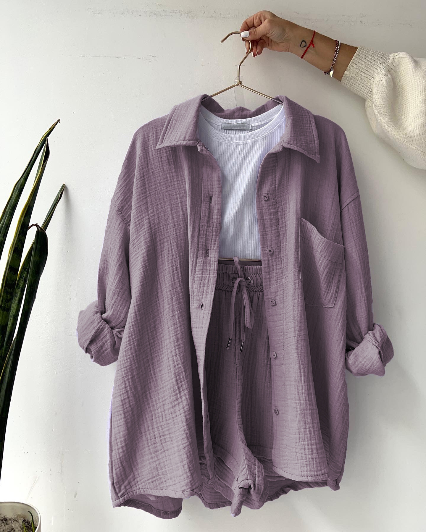 Title 24, Womens Wrinkled Fabric Lapel Long Sleeved Shir...