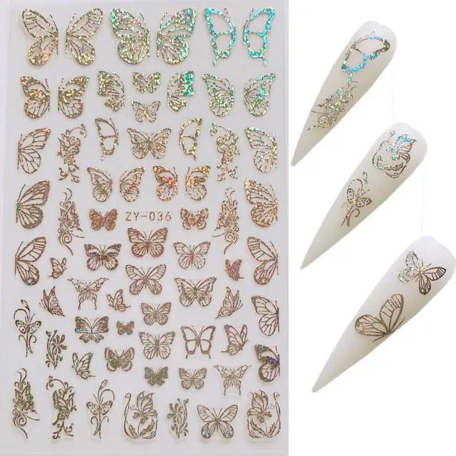 Butterfly Nail Sticker Simulation Bronzing Laser 3Style - Shop at LoveMi