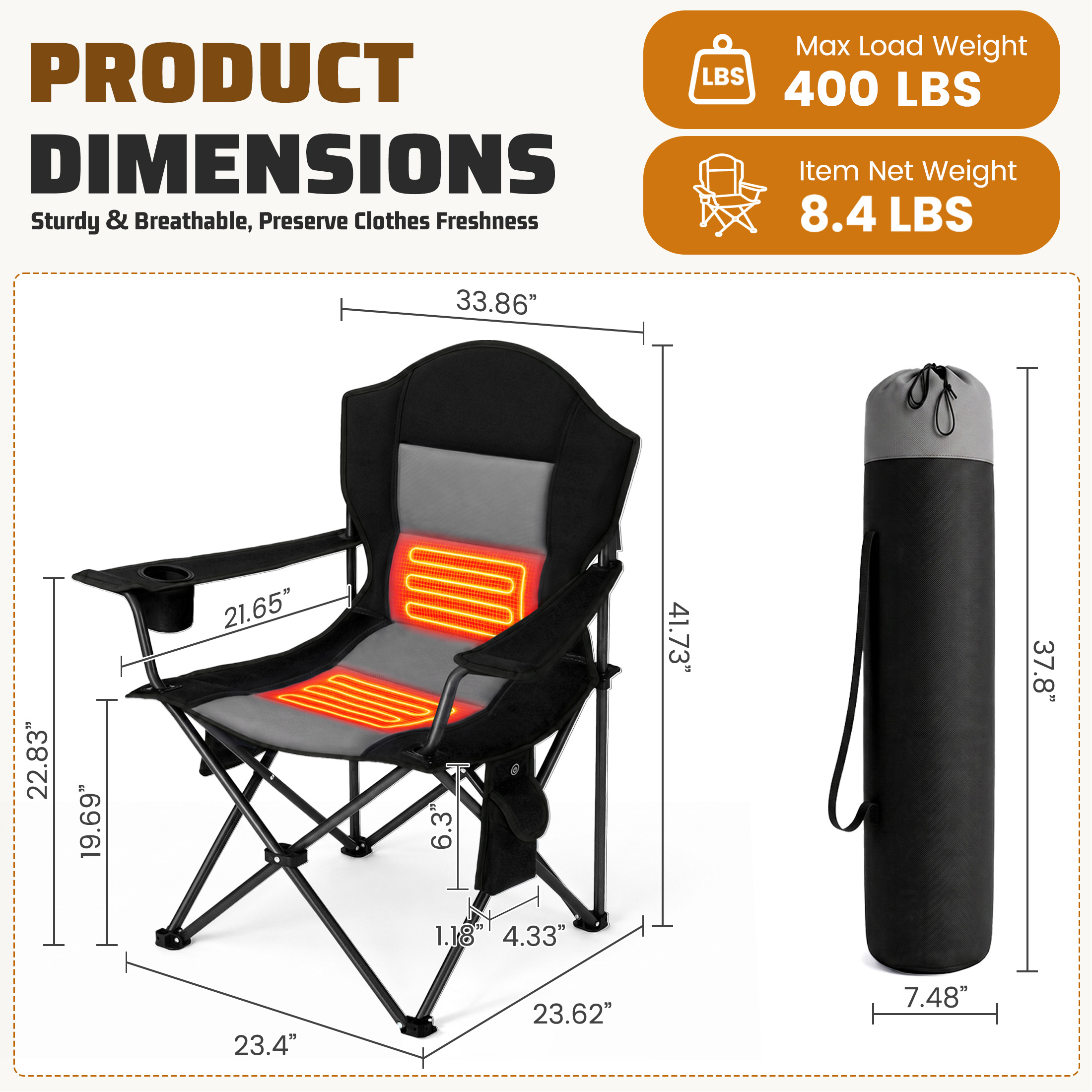 Heat Camping Chairs, Outdoor Folding Chairs image 8