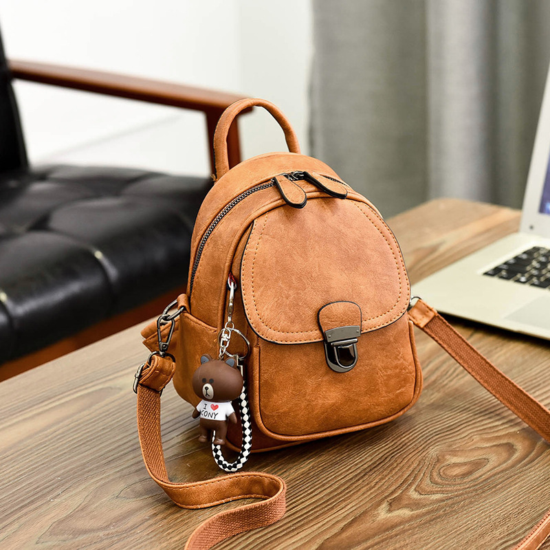 Female Korean Fashion Dual use Casual Mini Ladies Backpack Brown - Shop at LoveMi