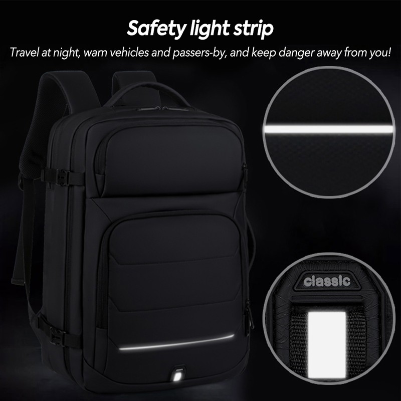 Men 18 Inch Expandable Backpack USB Port Laptop Rucksack Waterproof School Bag
