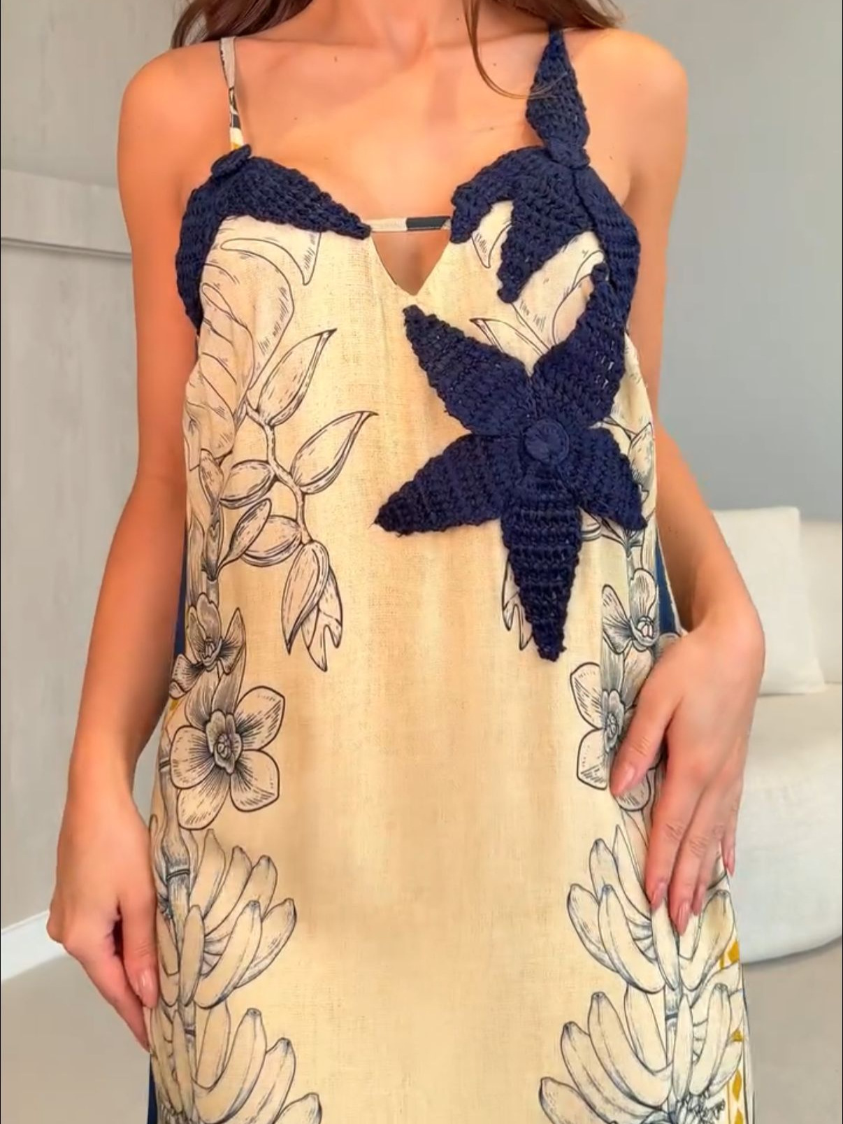 Printed Color-blocked Striped Resort Dress