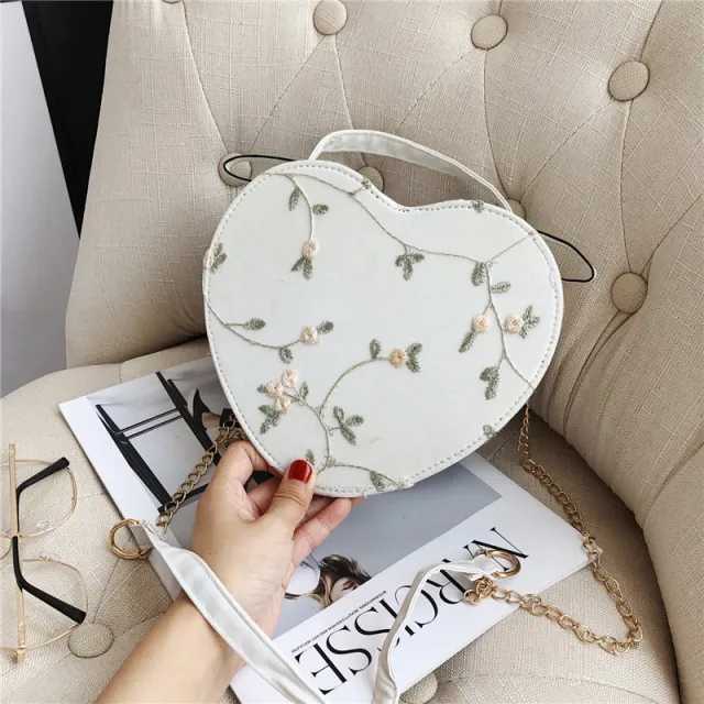Shoulder Bag Women's Lace Peach Heart Messenger Bag White - Shop at LoveMi