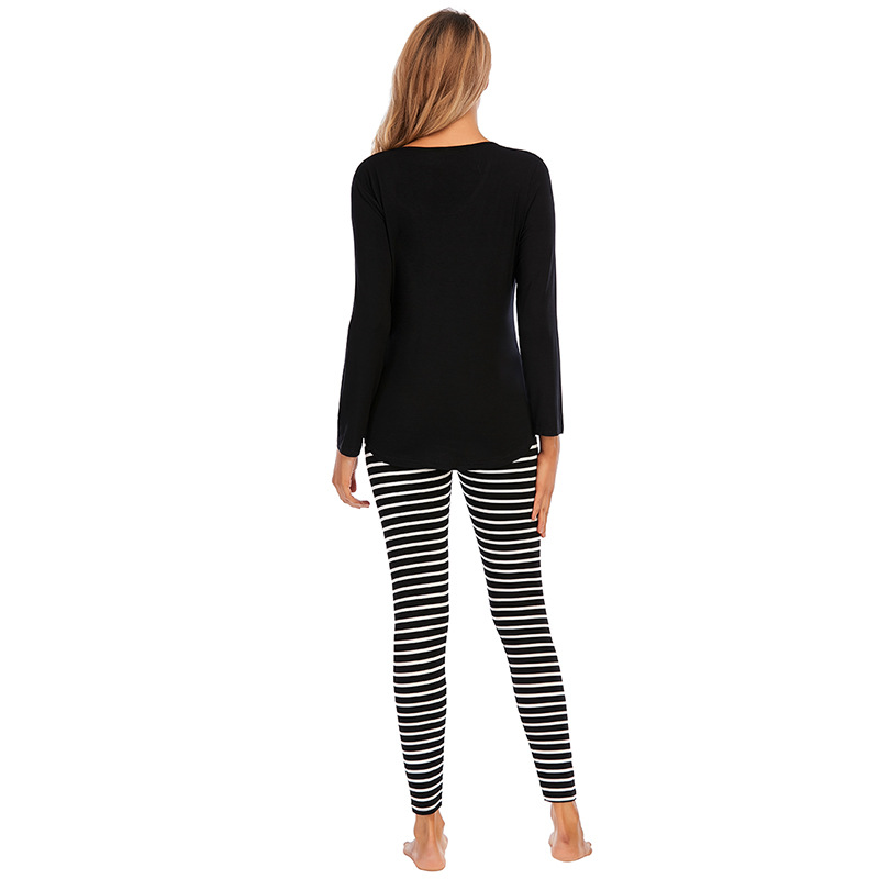 Title 7, Long Sleeve Trousers Printed Striped Pajamas Ho...